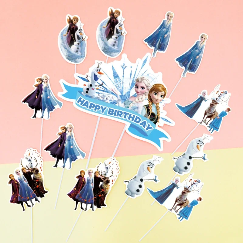 Frozen Elsa e Anna Cake Topper for Kids, Happy Birthday Party Decoration, Baby Shower, Olaf Cupcake,