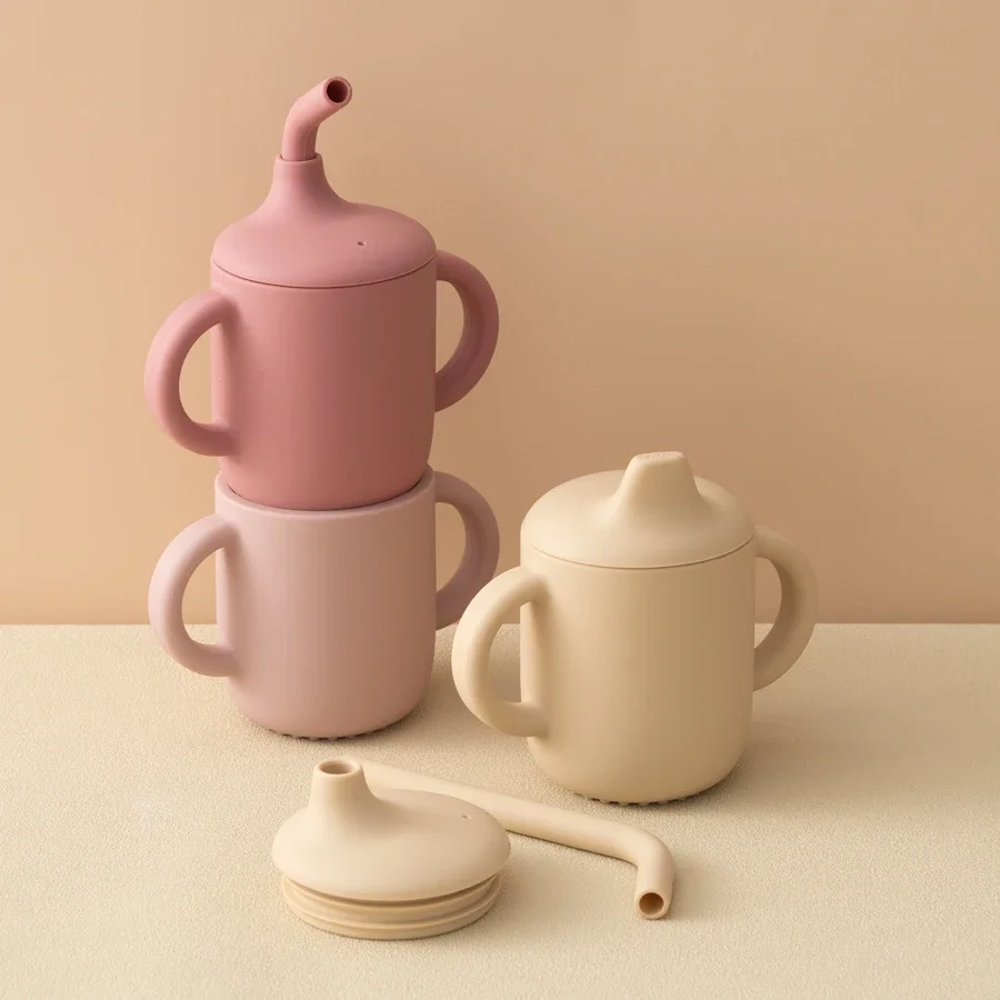 Baby's Silicone Straw Cup, BPA Free, Portable Storage Snack Container, Feeding Cup, Kids Learning