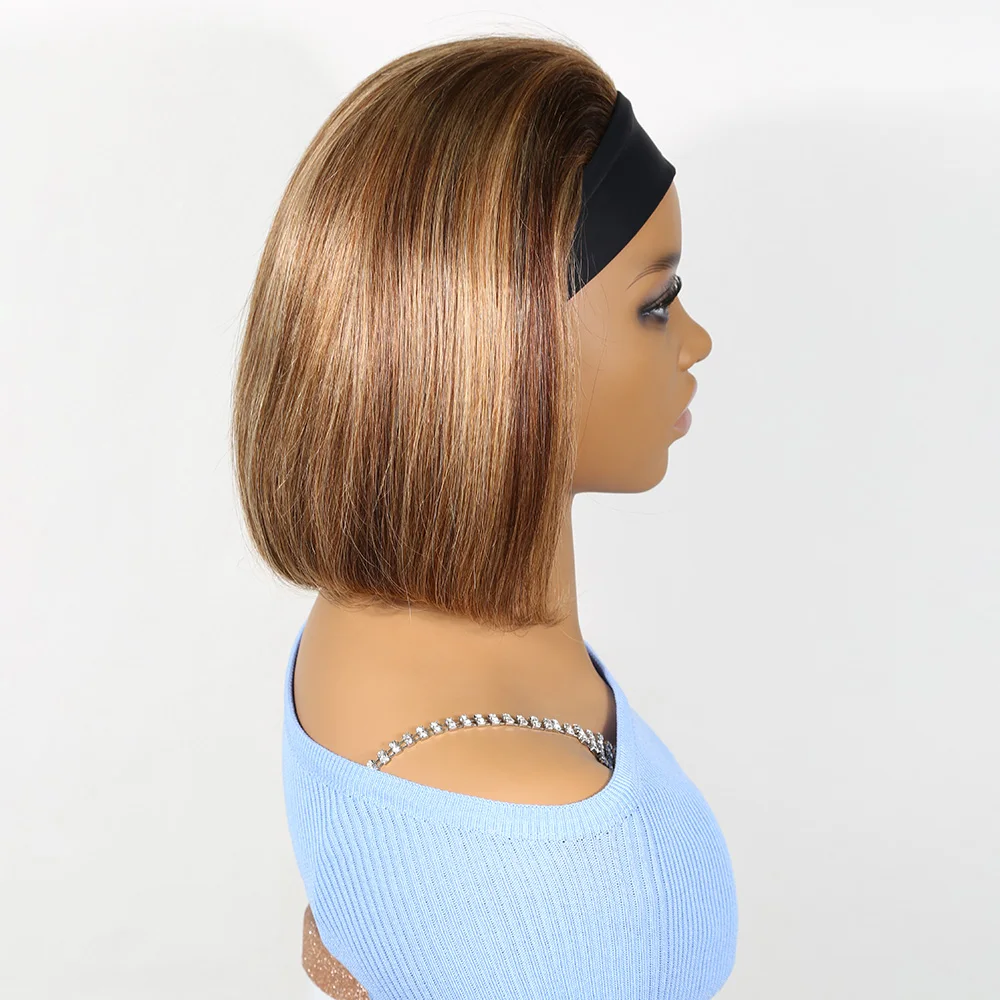 قصيرة بوب مستقيم عقال الباروكات 150% الكثافة البرازيلي ريمي 100% باروكة من شعر طبيعي اللون 4P27 بوب قصيرة قطع عقال شعر مستعار للنساء #3