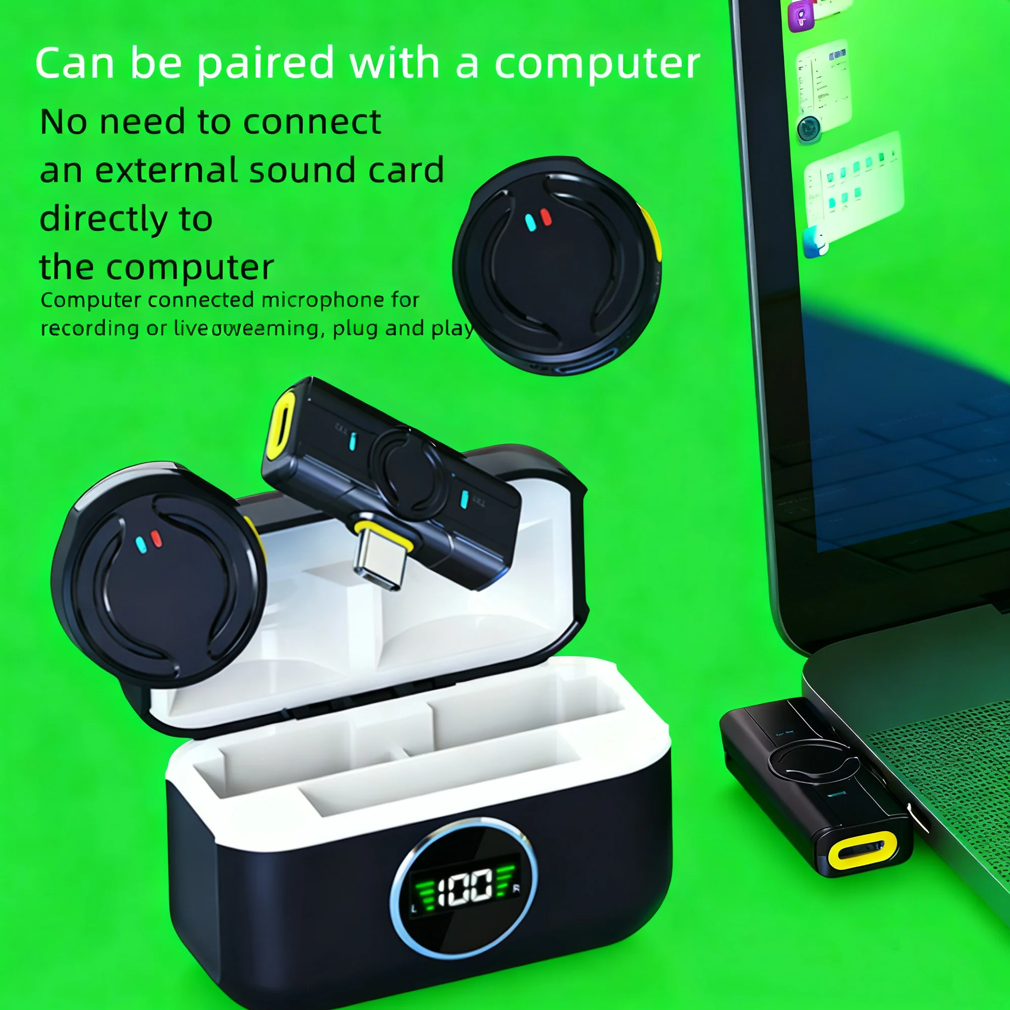 

Wireless Lavalier Microphone Portable Type-C Button Microphone With Magnetic Back Clip Noise Reduction Radio Microphone