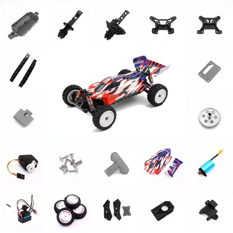 Voiture RC WLtoys 124008 Pièces de rechange originales, composant Anti-Collision, coque de châssis, pneu, os de chien, moteur sans balais ESC, 1/12