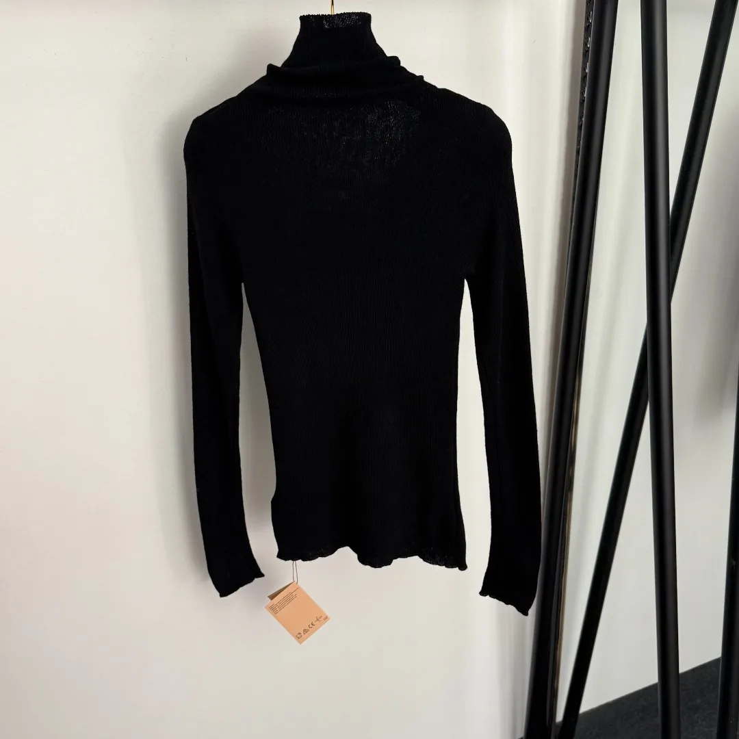 

25 women's new retro pullover high neck knitted embroidered long sleeved base sweater