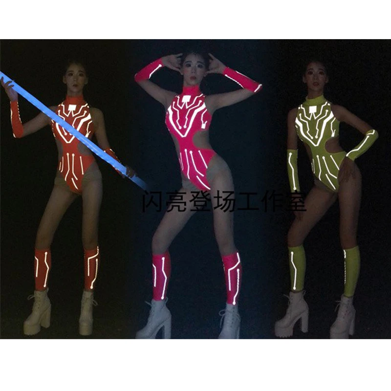 Pole Dance Clothing Nightclub Female Singer Gogo Dancer Stage Costumes Neon Color Jumpsuit Bar DJ Festival Rave Outfits DWY8161