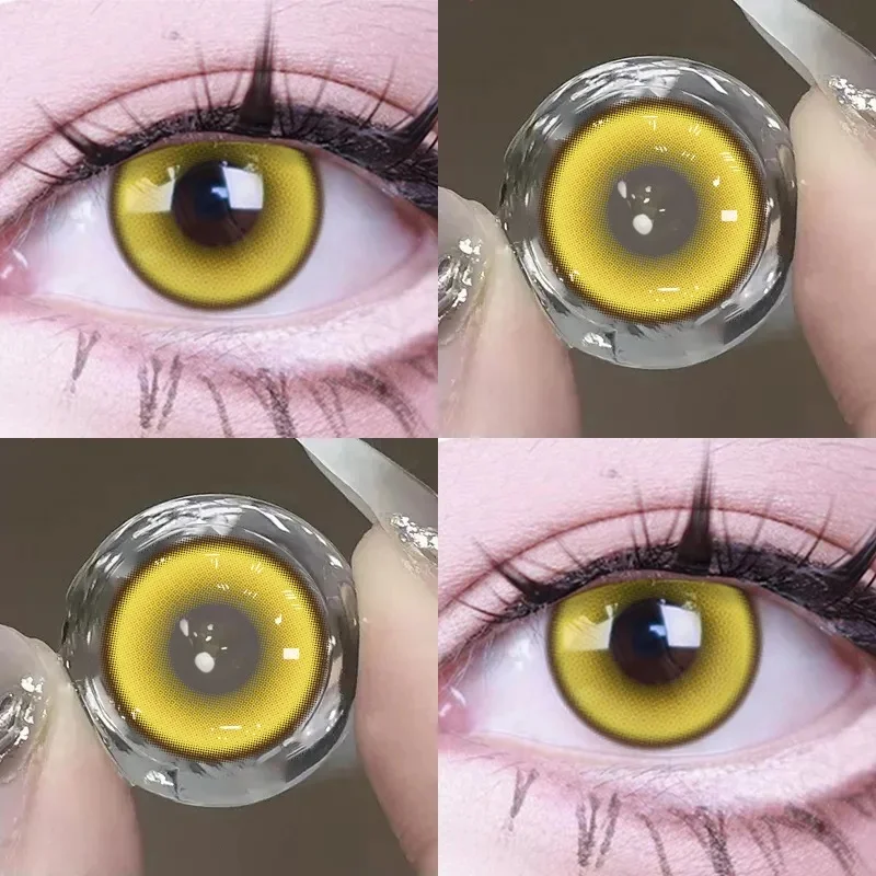 JeweLens Cosplay myopie couleur lentilles de Contact Anime Orange jaune élève 6 mois 1 paire Halloween mignon lentilles pour les yeux 14.2mm
