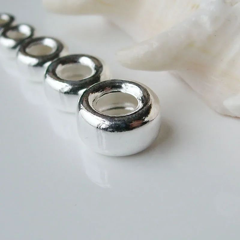 Solid 925 Sterling Zilveren Kralen Rondelle/rondel Spacer Losse Kraal Vinden voor Sieraden DIY, 1 st - afbeelding 2