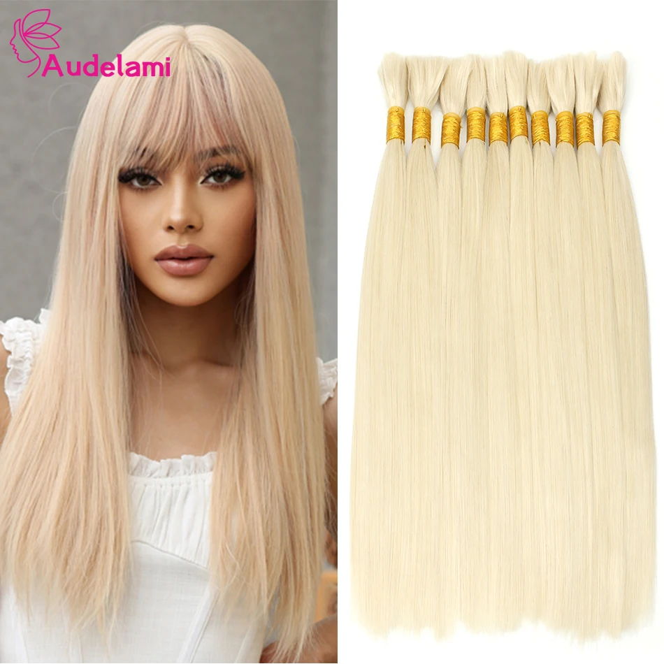 Audelami Bulk Hair Straight Human Hair 100% Real Human Hair No Weft 14-28Inches 100g For Braiding