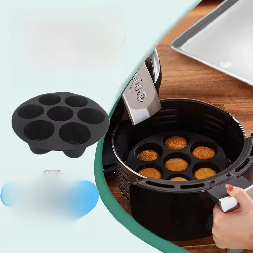 Moule à gâteau cylindrique en silicone à 7 trous, ustensiles de cuisson, accessoires de friteuse à air bricolage, outils de fête à la maison