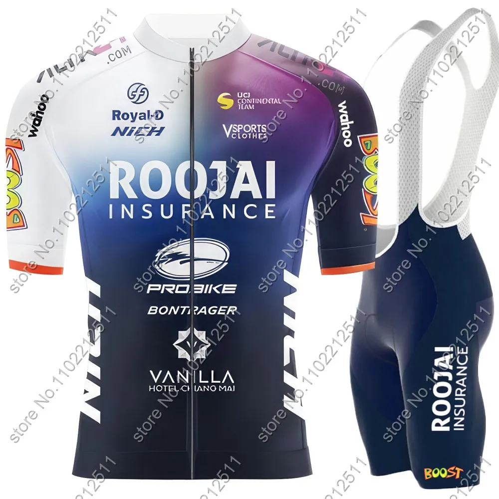 Team Roojai Insurance Cycling Jersey 2024 Set Short Sleeve Thailand Clothing Mens Road Bike Shirts Suit Bicycle Bib Shorts MTB