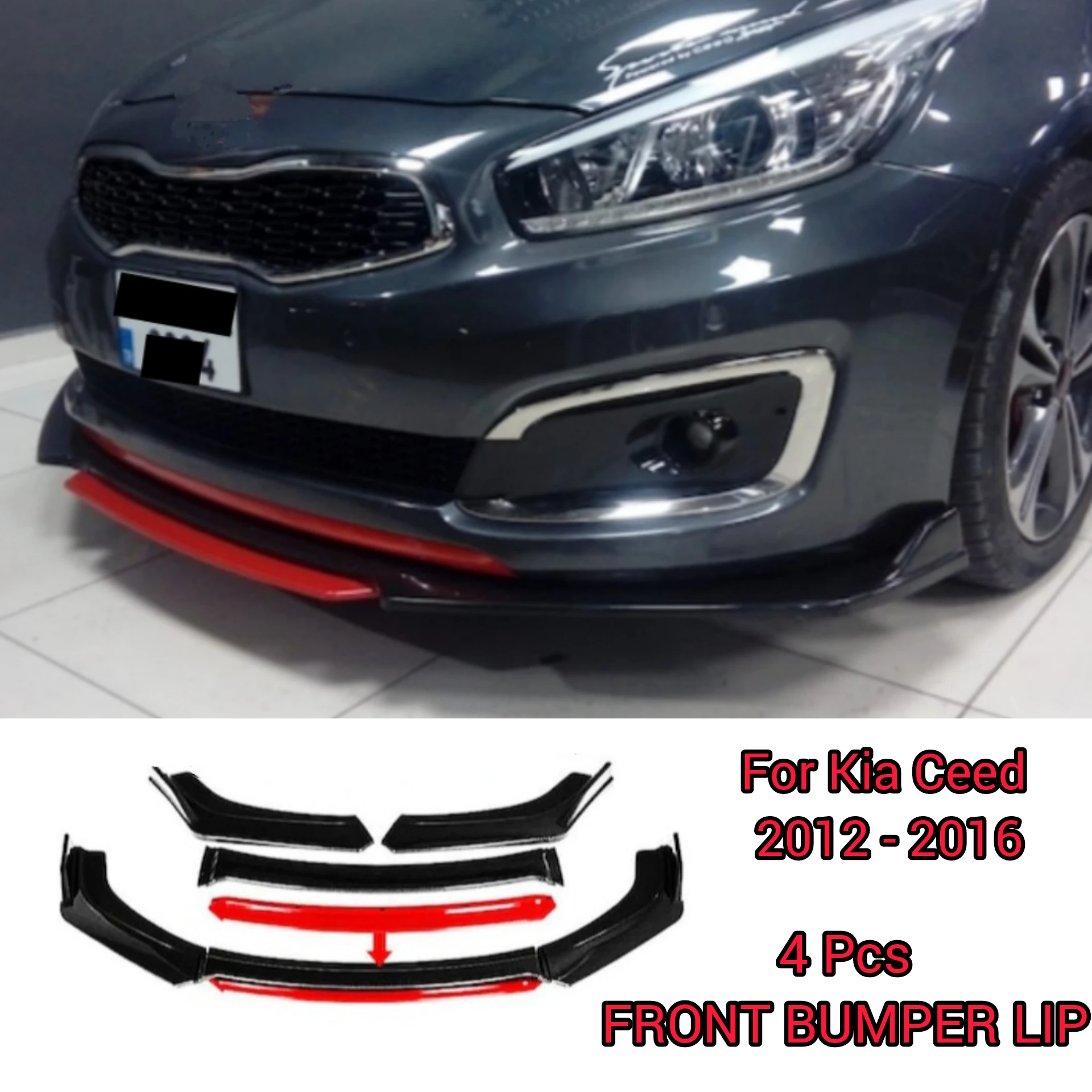 4 Piece Front Bumper Lip For Kia Ceed 2012 2016 Car Accessories Five Color Options Flap Modified Sport Exterior Parts  Tuning