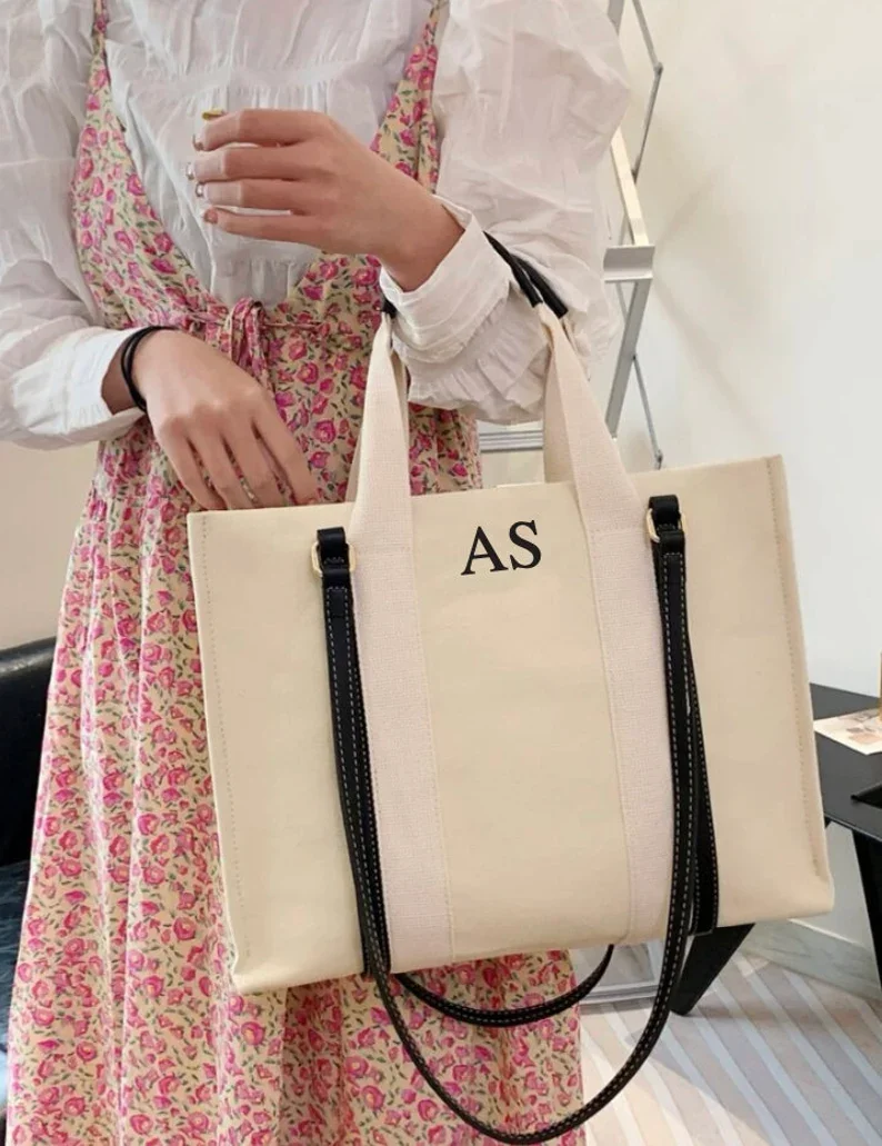 Sac fourre-tout personnalisé pour femme, sac à main en toile de vacances, sac de plage personnalisé, cadeaux d'anniversaire, cadeaux de demoiselle d'honneur