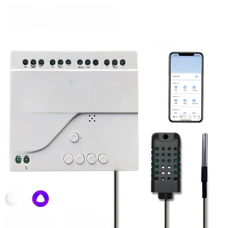 Tuya WiFi 250V 4-kanałowy inteligentny przełącznik temperatury i wilgotności, aplikacja Smart Life, pasywny moduł styku suchego kompatybilny z Alexa Alice — zdjęcie 2