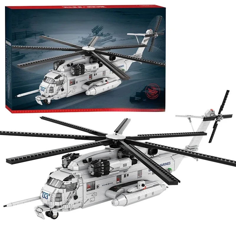 CH-53E Transporthelikopter Bouwstenen Legervliegtuig Militaire Vechter Model Montage Bakstenen Desktop Deco Kinderen Speelgoed Vakantiecadeau - afbeelding 2