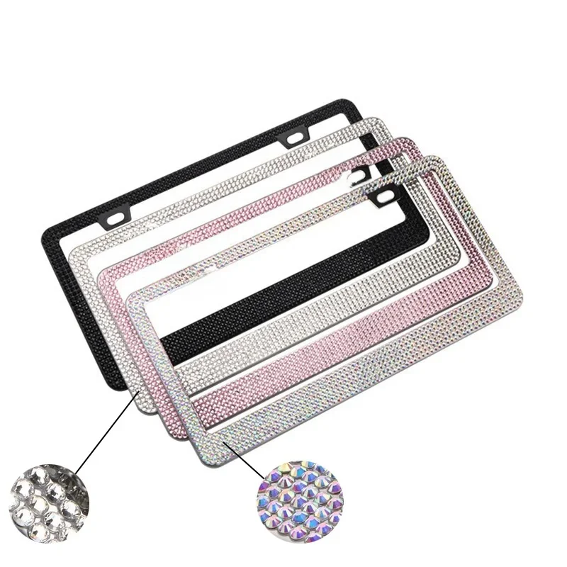 31 * 16 cm Bling Crystal Ramka na tablicę rejestracyjną samochodu Kobiety Rhinestone Ramka na tablicę rejestracyjną Uchwyt na akcesoria samochodowe ze śrubą — zdjęcie 2