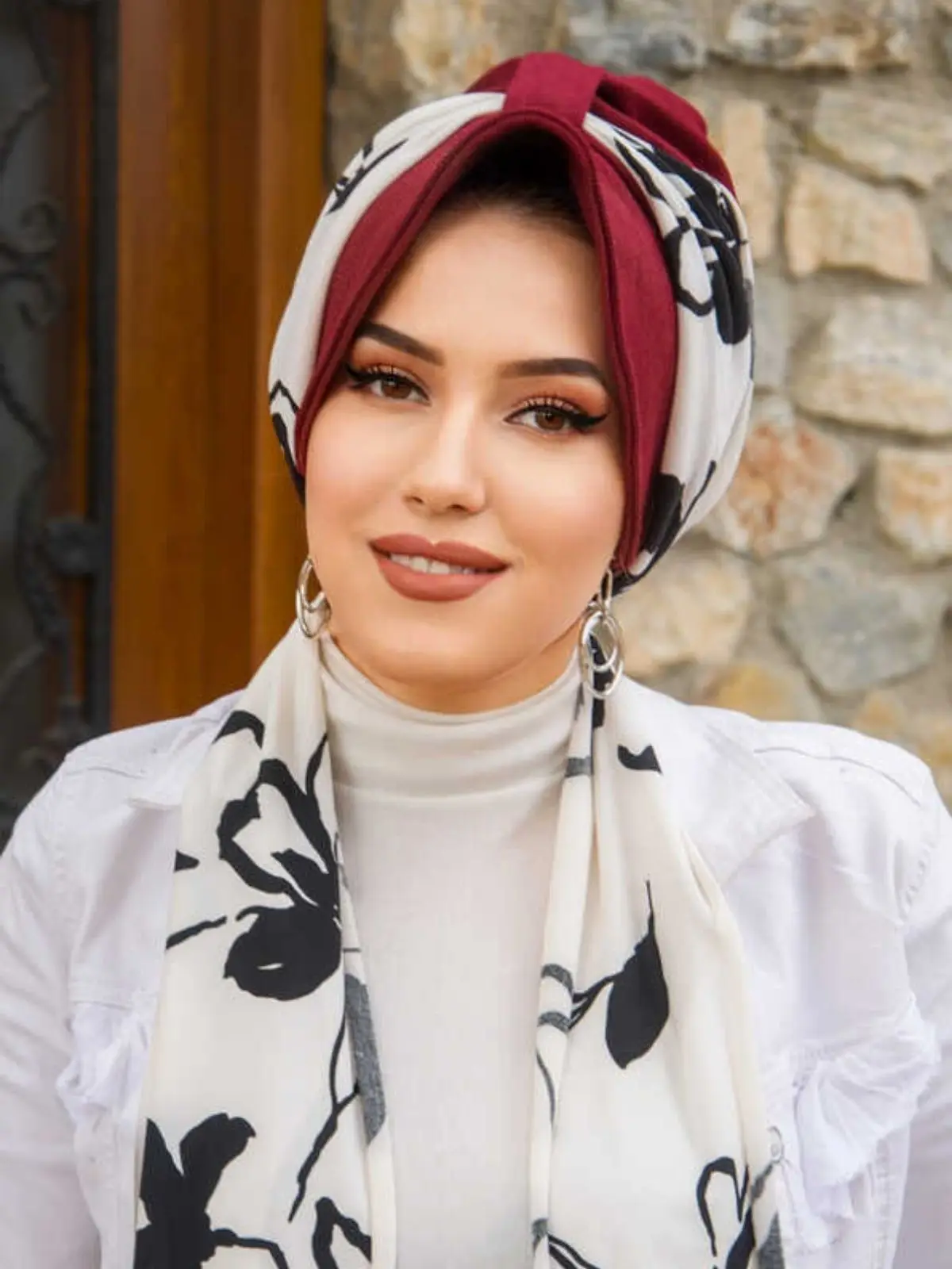 Flower Patterned Cap Bonnet Women Muslim Fashion Hijab Casual Comfortable Standard Turkish Arabic Islam Scarf Turban Bonnet