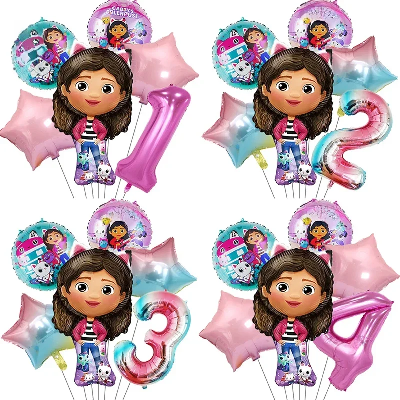 Maison de courses Gabby Ballon de dessin animé pour enfants, chat, fille de 1 à 9 ans, décoration de fête d'anniversaire, articles de fête préChristophe, jouet pour enfants, cadeau de balle