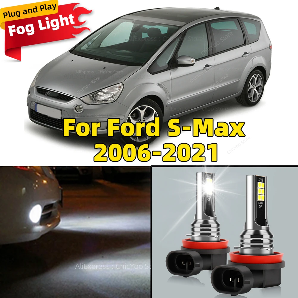 2Pcs LED Lamp Car Front Fog Light Accessories For Ford S-Max Accessories 2006 2007 2008 2009 2010 2011 2012 2013 2014 2015-2021