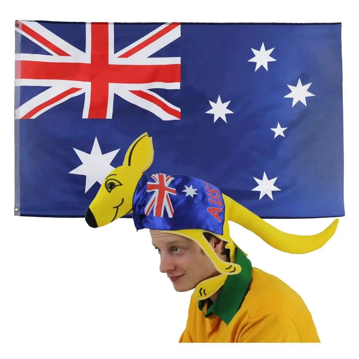 Australia Flag and Kangaroo Hat Set - Perfect for Australia Day Celebration, Fun Costume Accessories & Aussie Theme Parties