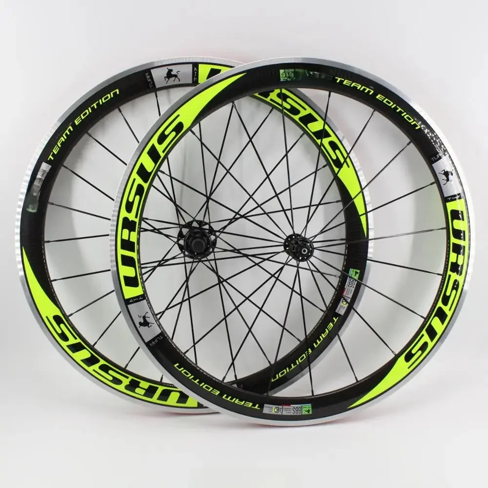 AliExpress SPOMANN Brand New green color 700C Racing Road bike 50mm clincher rims bicycle 3K carbon wheelset with alloy brake surface