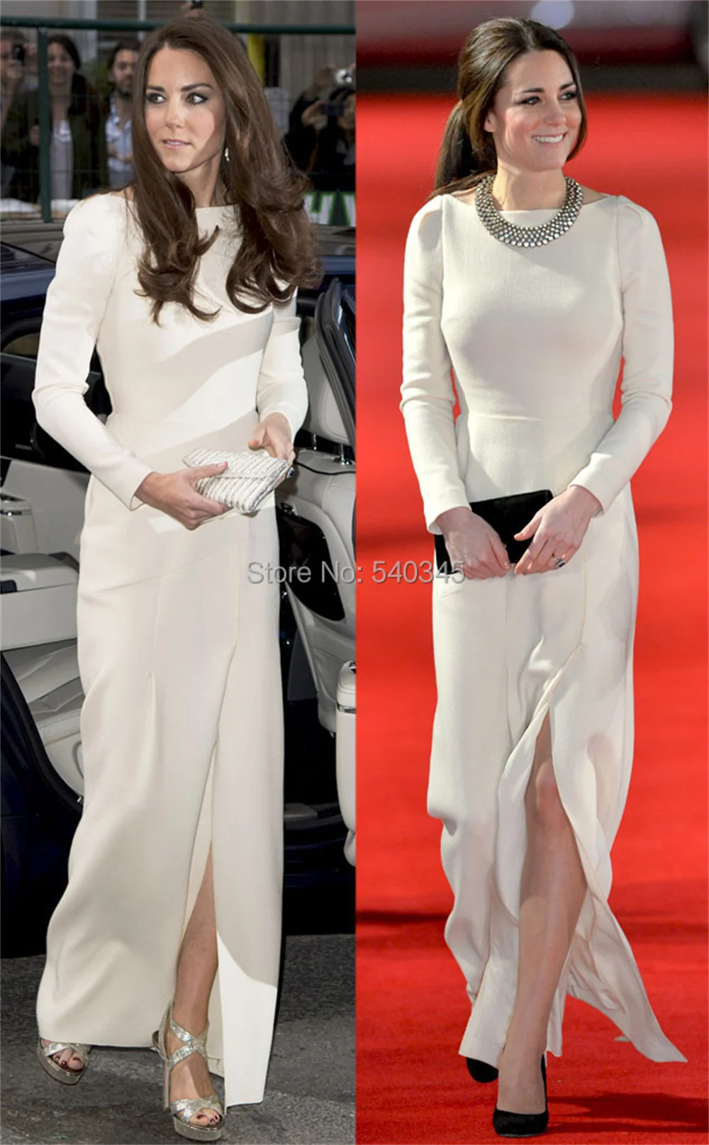 

2022 Kate Middleton Evening Dresses Elegant By Jenny Packham Celebrity Red Carpet Vintage Jewel Neck Long Sleeve فساتين السهرة