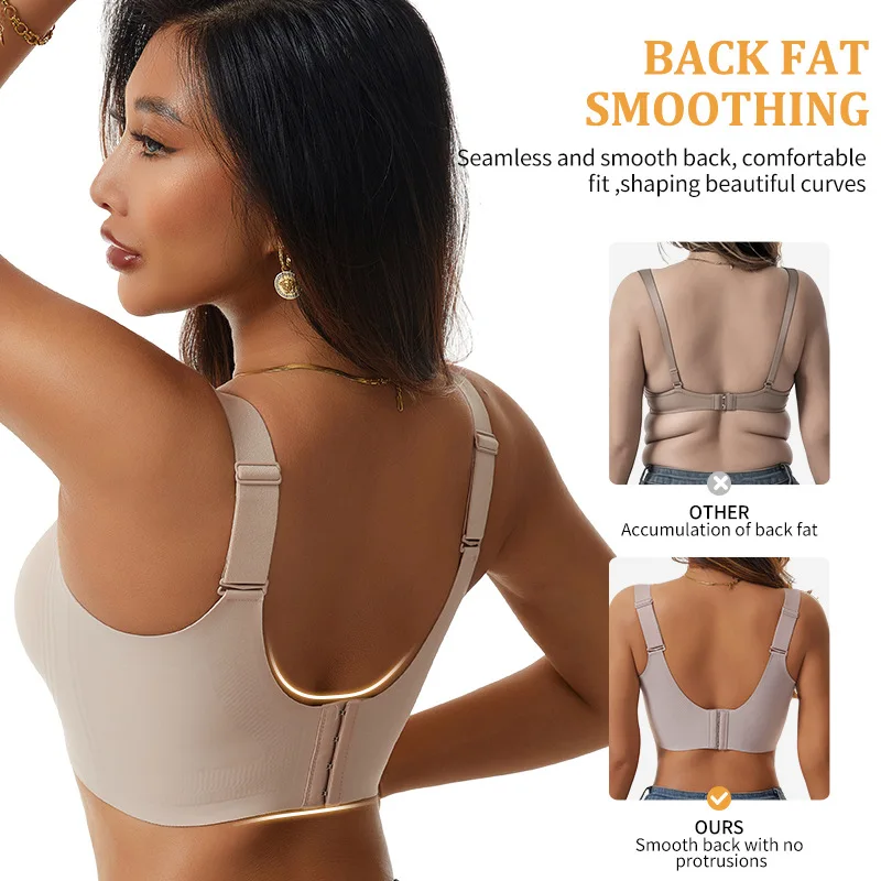 Women's Seamless Bra Full Coverage Comfortable Bra Removable Padded Push Up Lift Show Small Posture Corrector Underwear