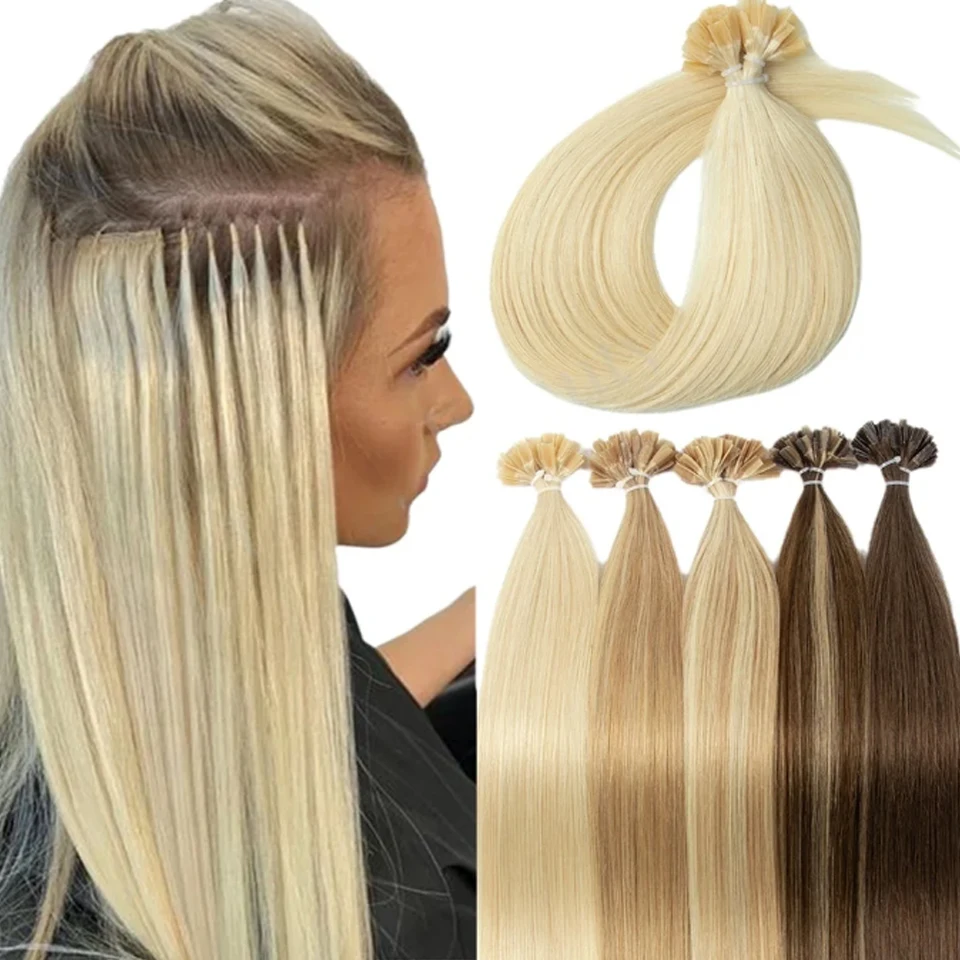 K Tip Hair Extensions Keratin Human Hair 14A Fusion Hair Extension Italy Keratin Glue Machine Remy 12-24inch 30 50G/pack