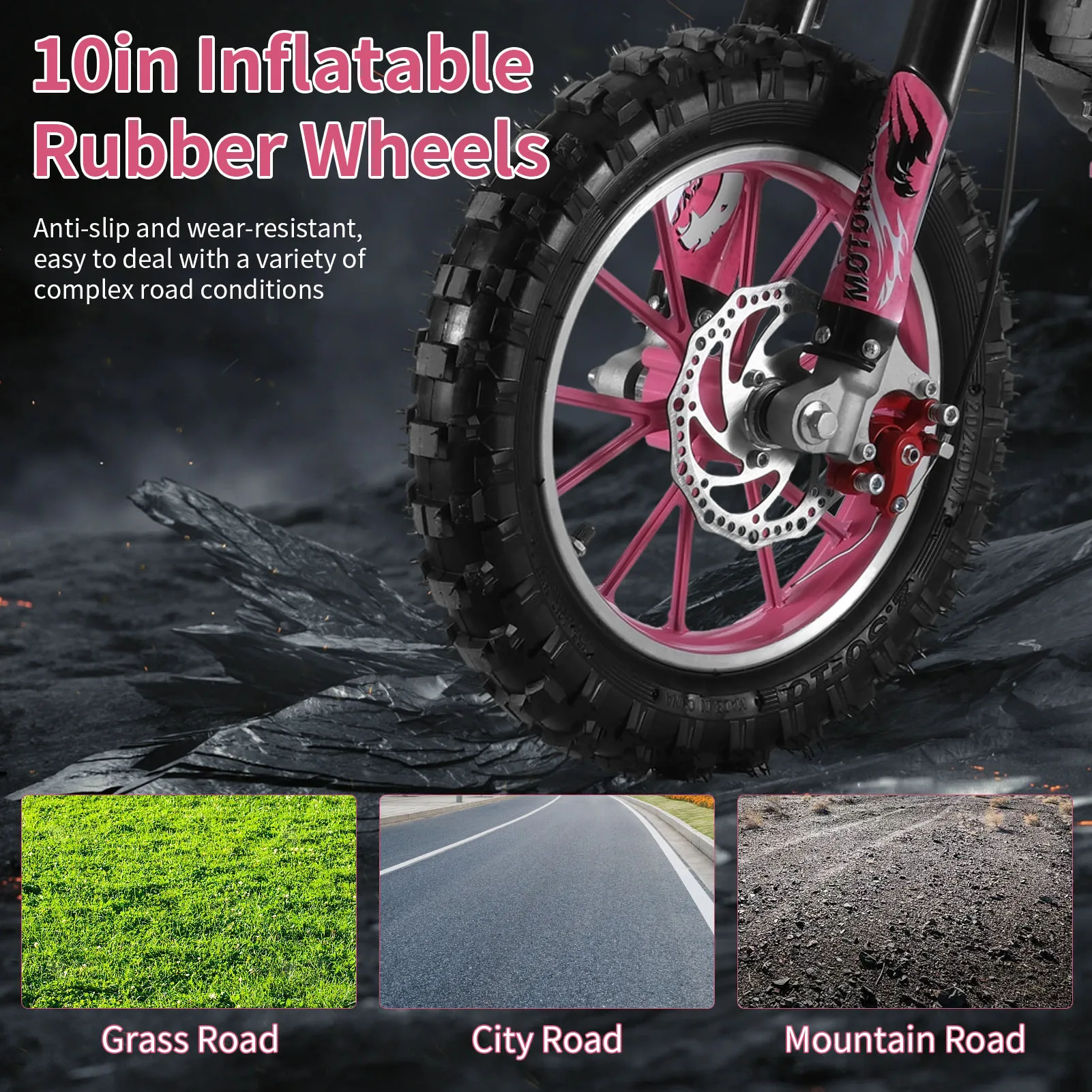 Mini moto tout-terrain pour enfants, vélo de poche, motocross à essence, rose, 2 temps, 49cc, D343