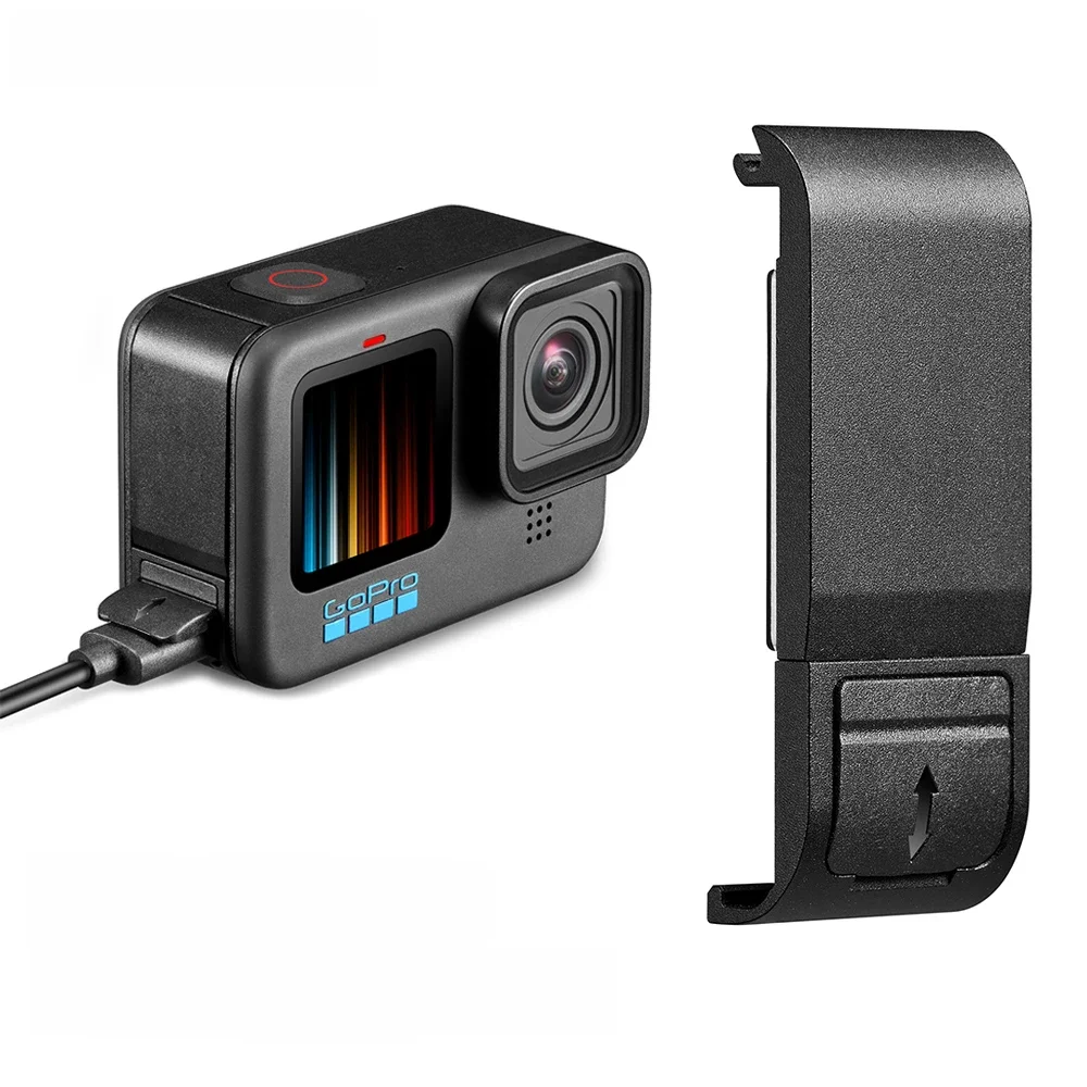 Odwracana pokrywa boczna baterii do GoPro Hero 12 11 10 9 Czarna zdejmowana pokrywa baterii Obudowa ładowania Port do Go Pro 9 Akcesoria — zdjęcie 2