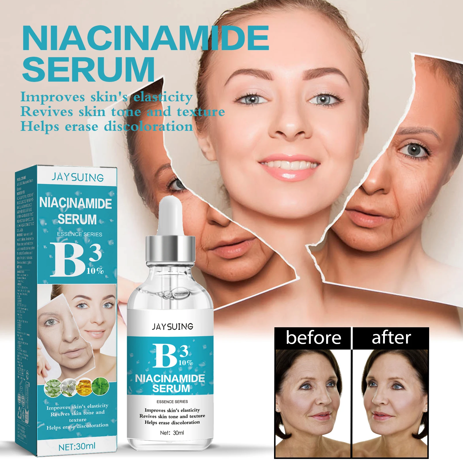

JAYSUING Niacinamide Serum Essence Melanin Removal Reduce Dark Spots Even Skin Brightening Rejuvenation Anti Acne Face Essence