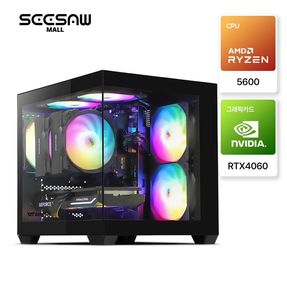 See-Saw mall AMD Ryzen 5 5600 16GB 500GB RTX 4060 see-saw gaming assembly PC-0002 drons