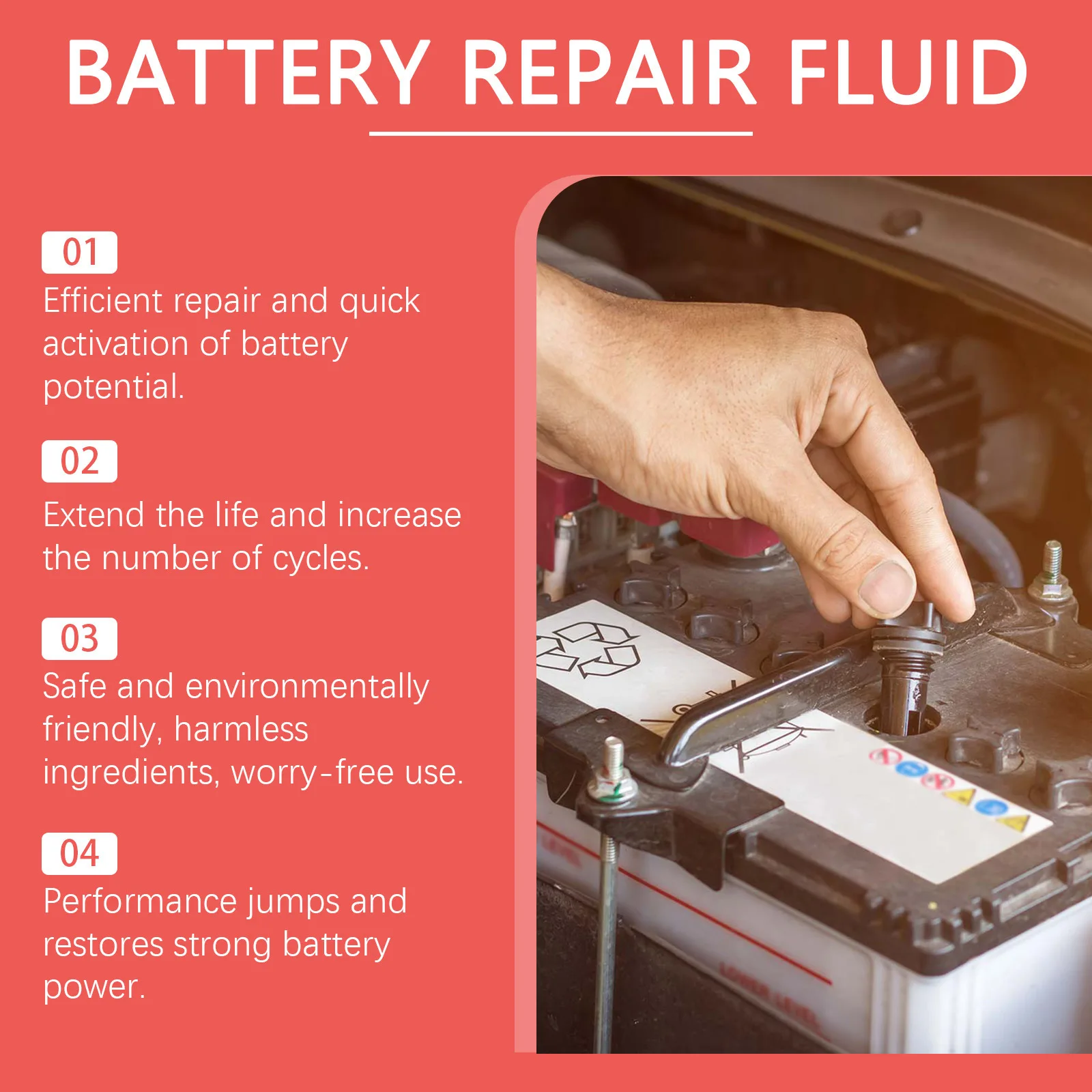 Rayhong-Réparation de batterie de voiture, nettoyage des Émirats arabes unis, durée de vie accrue, SAP, perte de puissance d'électrocar, liquide de restauration de batterie, 100ml