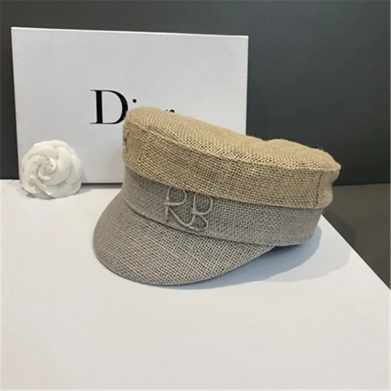 USPOP Monogram-embellished Baker Boy Cap Women Summer Caps Letter Newsboy Cap Women Flat Militray Caps