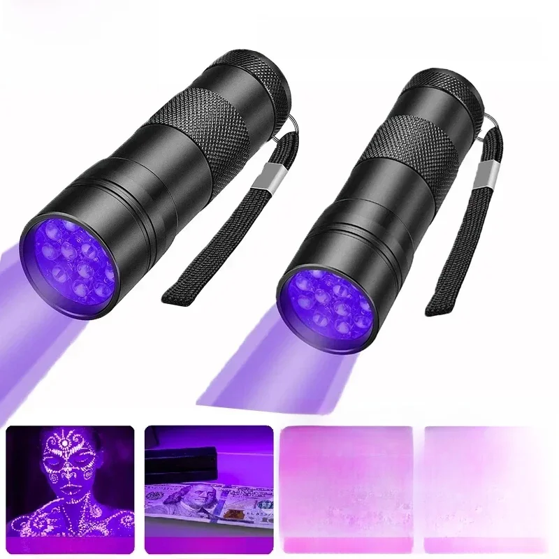 9/12 LED Draagbare UV Zaklamp Zwart Licht 395NM Ultraviolette Zaklamp Blacklight Detector voor Hond Urine Huisdier Vlek en Bed Bug - afbeelding 2
