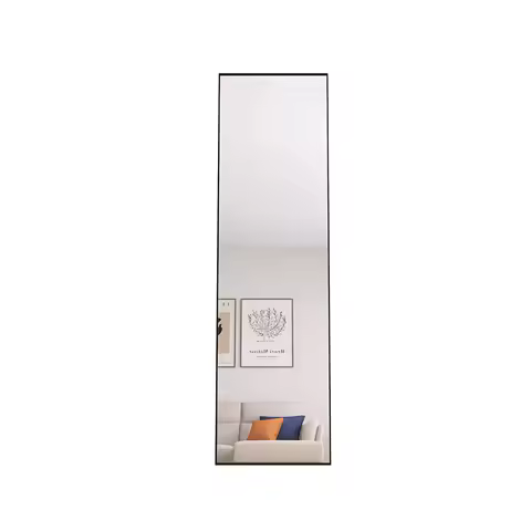Anajqaqia 140x40cm Full Body Mirror, HD Large Floor Mirror with Metal Frame, with Reinforced Glass, Wall Mirror, Black/Gold