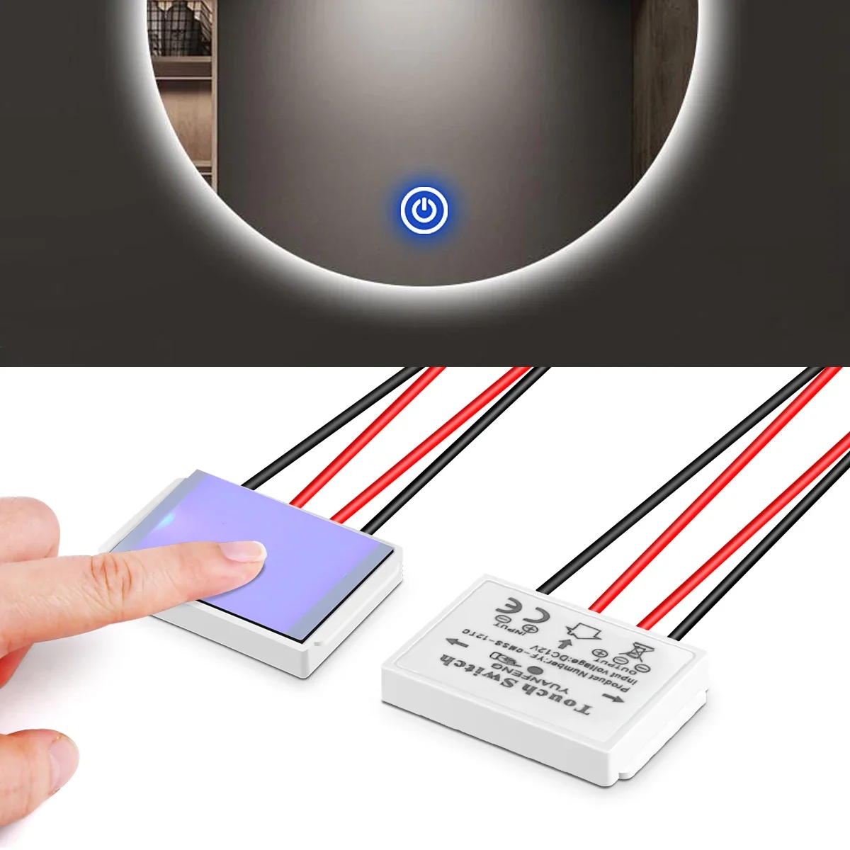 12V 5A LED ściemniacz pojemnościowy CCT regulowany przełącznik czujnika dotykowego do dekoracji podświetlenia lusterek łazienkowych — zdjęcie 2