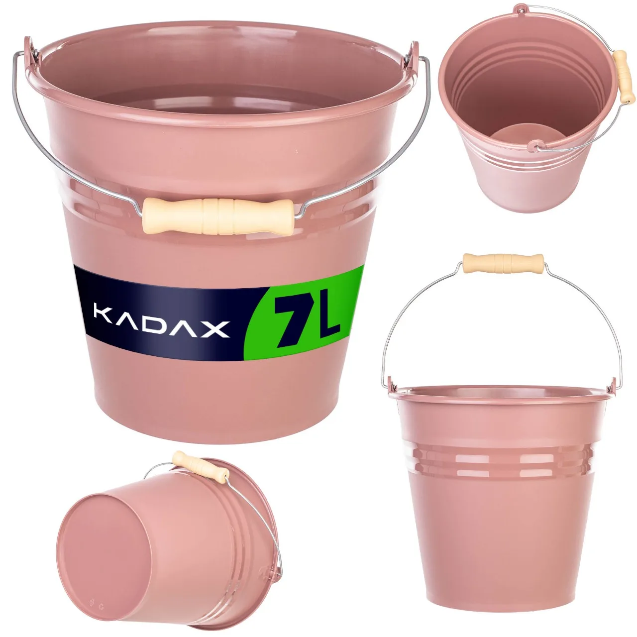 KADAX 7L Emmer met metalen handvat Voedselopslagcontainer Reiniging Tuin PP Materiaal Roze 1 stuks