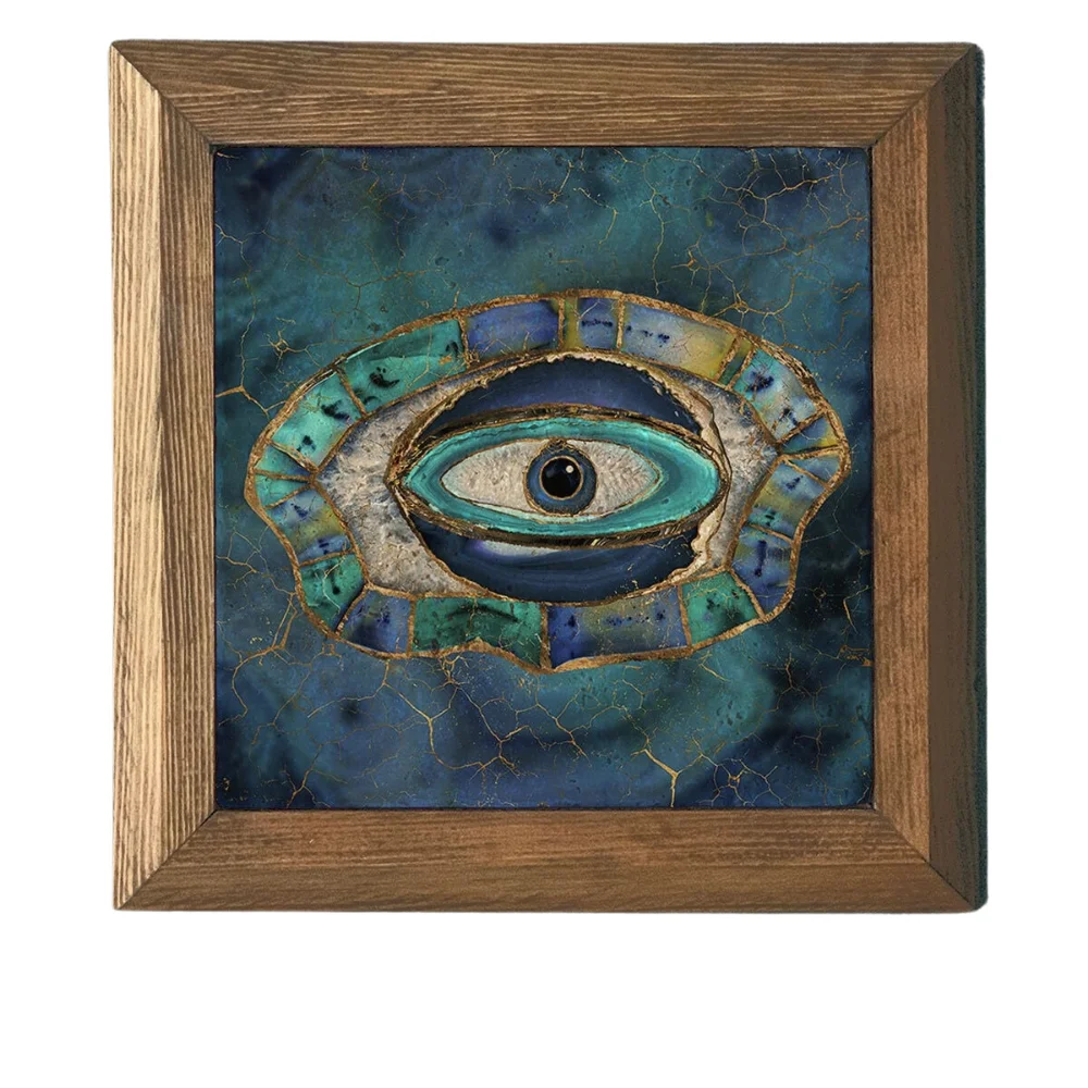 

Evil Eye Solid Framed Stone Table-wall Decor- 28x28 Cm Home Living Room Living Room Hallway wall decoration Board Decor