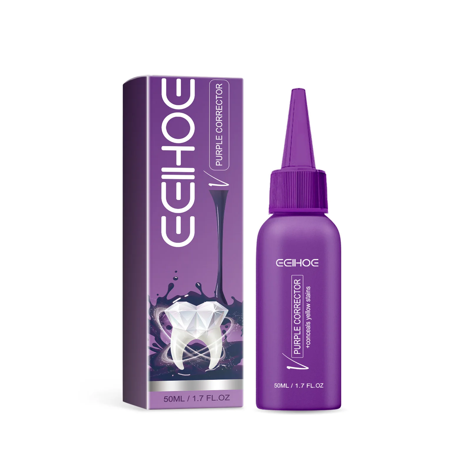 Purple Teeth Whitening Essence Oral Cleaning Care Yellow Teeth Removal Teeth Color Corrector Fresh Breath Tooth Cleaning Serum
