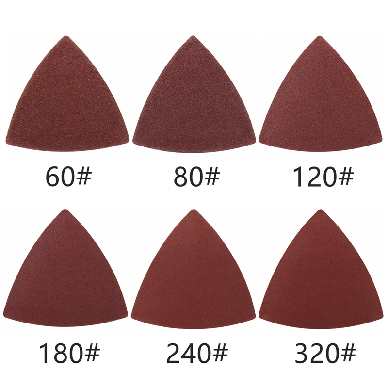 Vearter 19Pcs Triangular 80mm Oscillating Multitool Sand Pad With Hook & Loop Sandpaper Sheet For Burr Grinding And Rust Removal