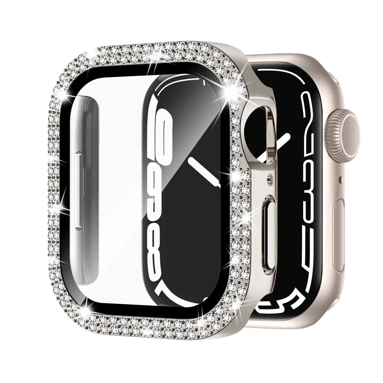 Diamond Case For Apple watch 9 8 45mm 41mm 44mm 40mm 42mm 38mm Accessories Bling Bumper Protector Cover iWatch series 7 3 5 6 se