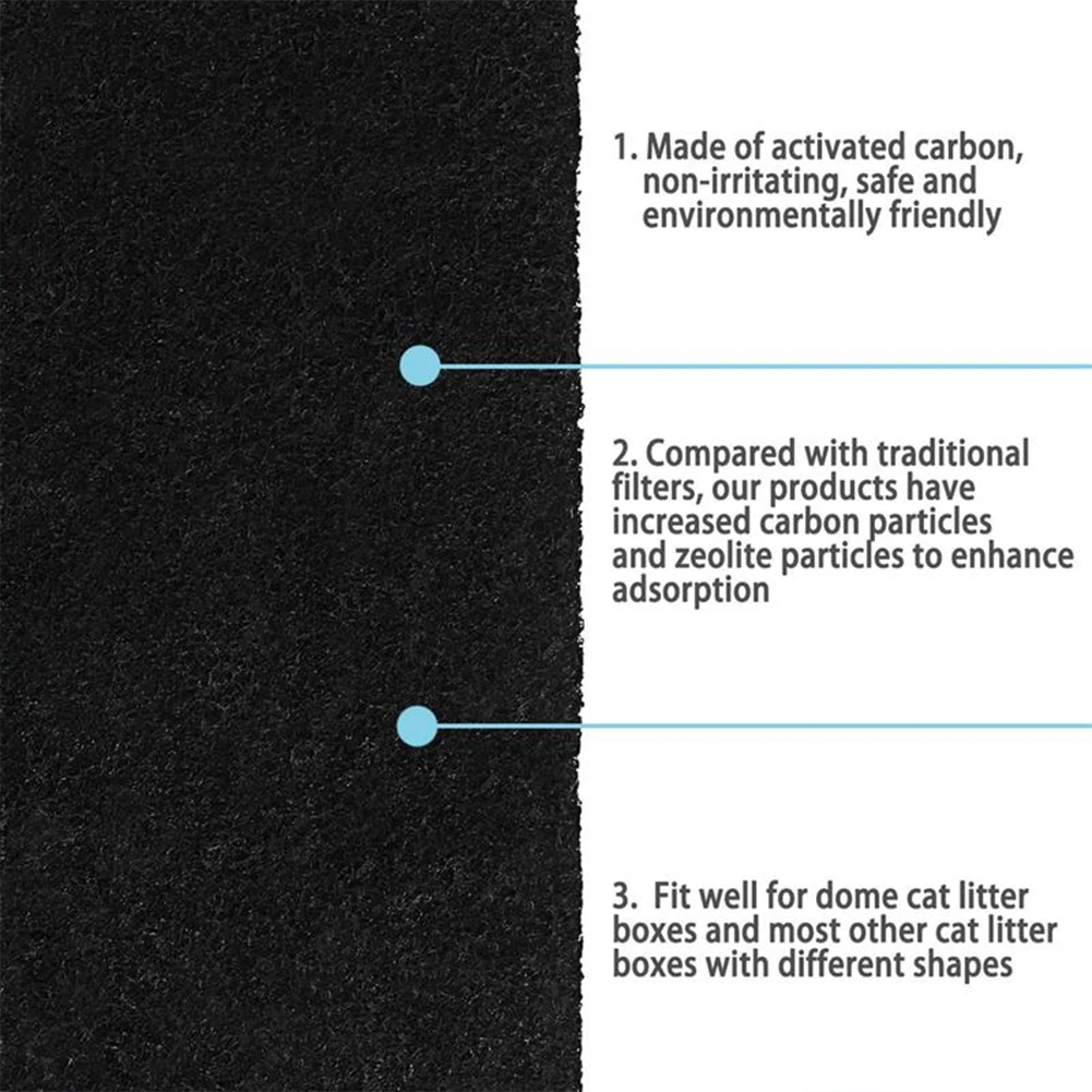 6 szt. Filtr zamienny do kuweta dla kota kwadratowe filtrów węglowych dla kota z kapturem kuweta samoczyszcząca zamienniki kuwety