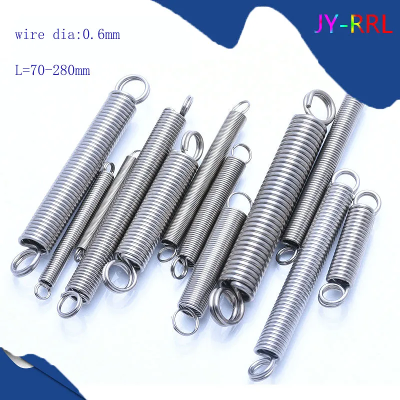 5/2/1Pcs Wire Dia 0.6mm 304 Stainless Steel Dual Hook Small Tension Spring Outer Dia 3mm 4mm 5mm 6mm 7mm 8mm  Length 70-280mm