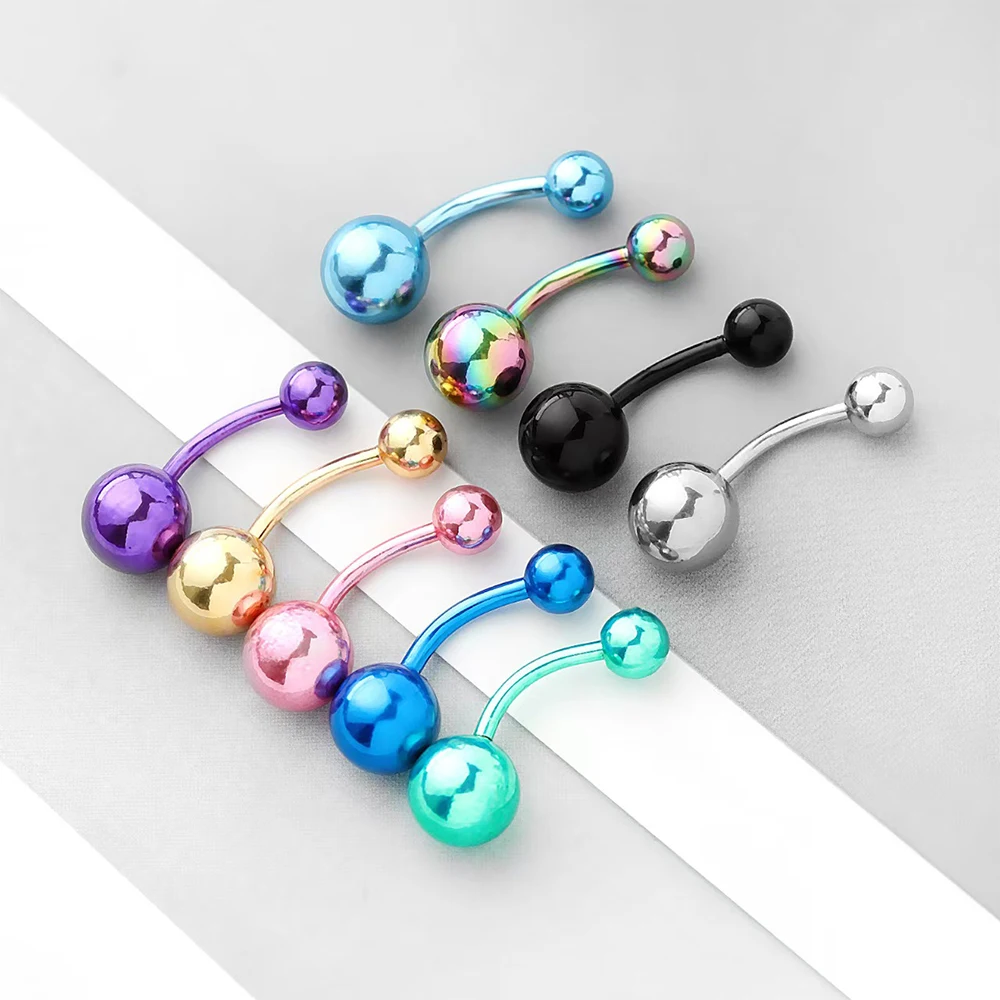 ASTM F136 Titanium Pierced Navel Ring Gothic Waist Bead 14G 12mm Internal Thread Belly Piercing Anodized Piercing Jewelry