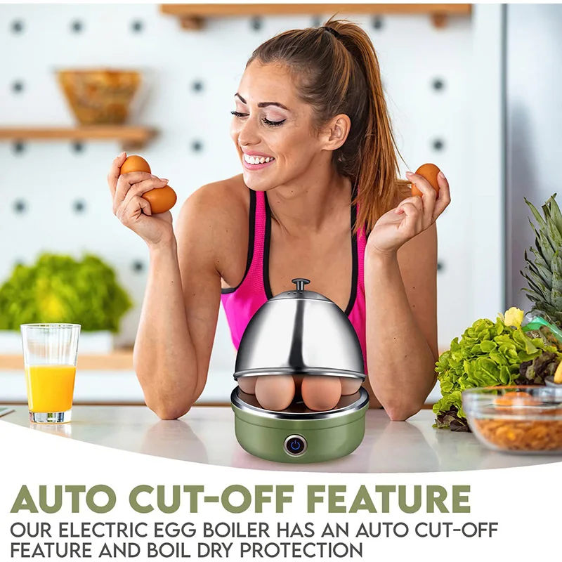 Full Stainless Steel Electric Egg Cooker With Auto Shut Off Up To 7 Eggs, For Soft, Medium, Hard Boiled, Poached, Custard
