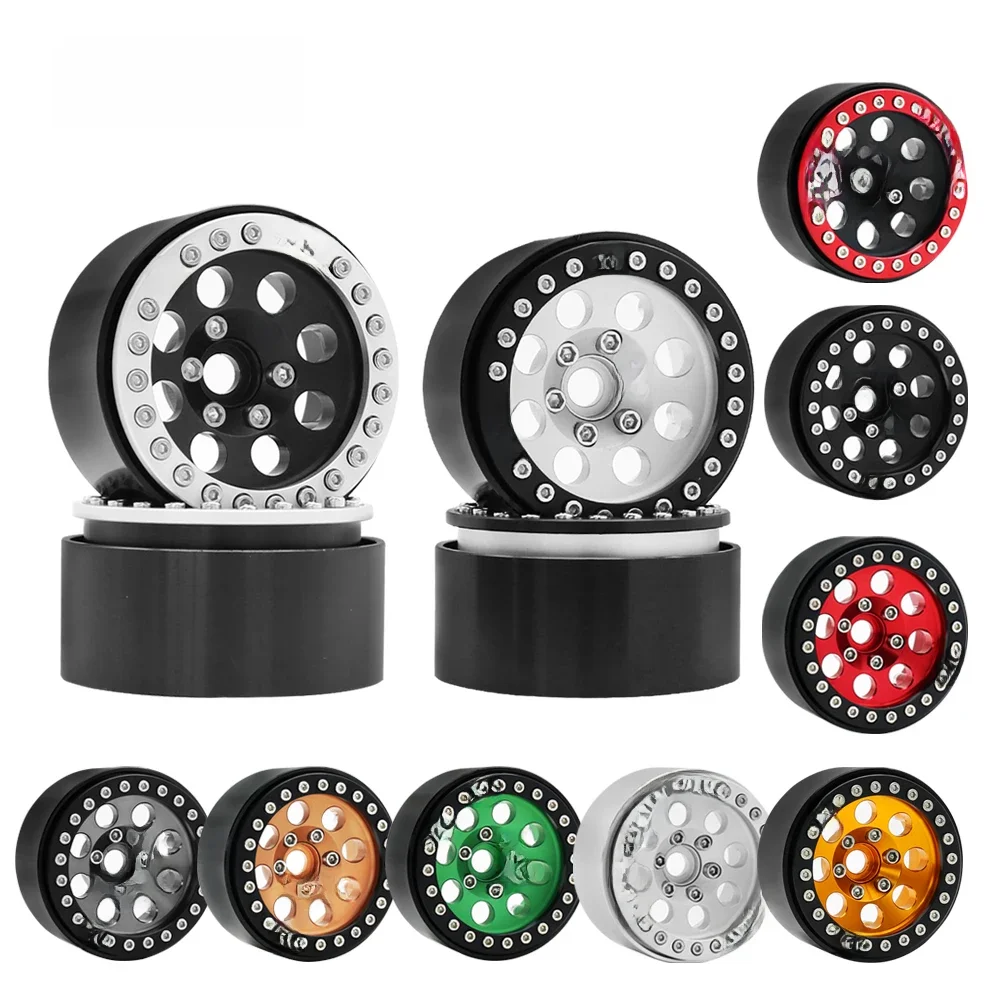 1/10 RC Crawler Car 1.9 Inch Metal Beadlock 8 Round Hole Wheel Hub Rim dla TRX4 Axial SCX10 III RBX10 Capra Akcesoria — 2