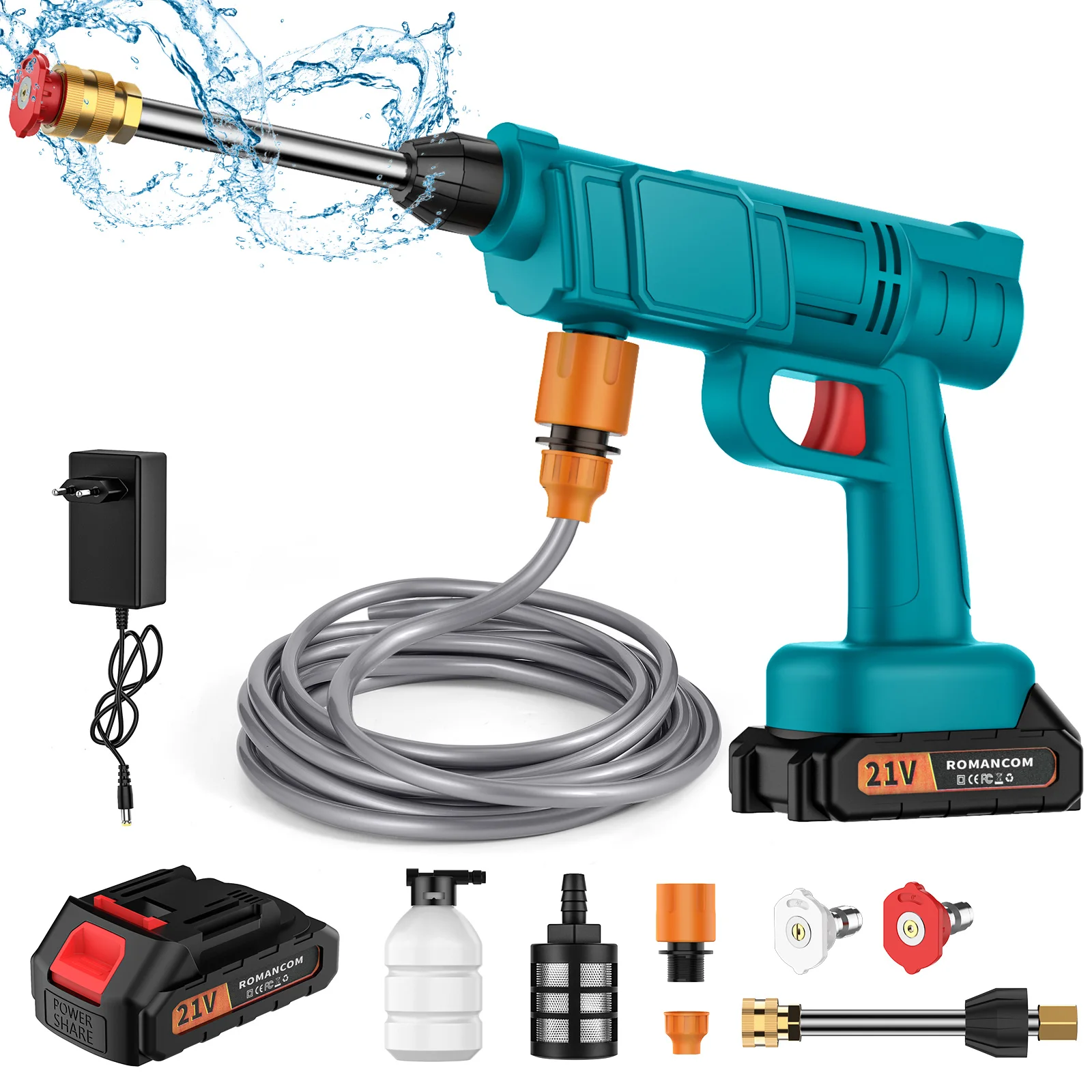 Lavatrice elettrica ad alta pressione Pistola per autolavaggio ricaricabile Pistola ad acqua elettrica senza fili Macchina per schiuma per batteria Makita 18V