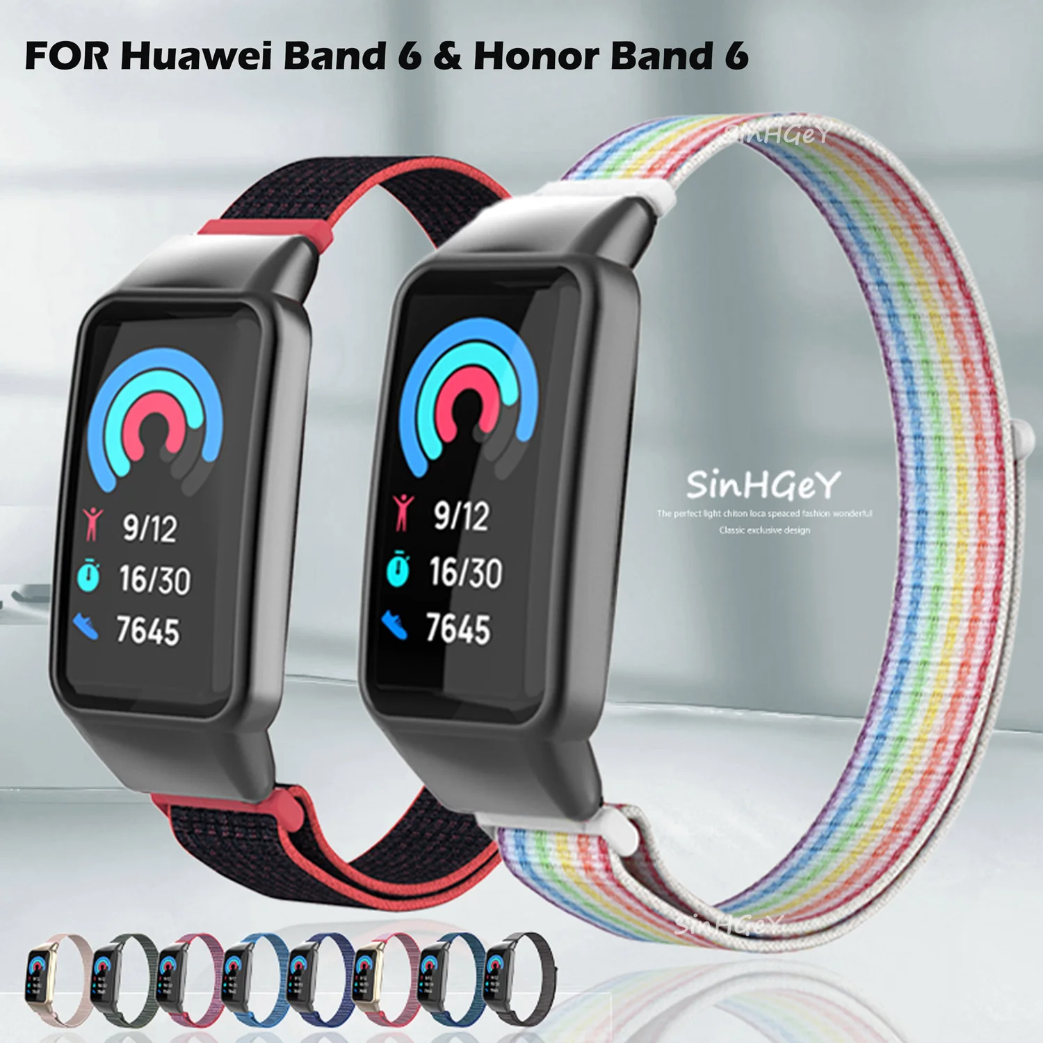 Nylon Strap for Huawei Band 7 / 6 Honor Band 6 Elastic Nylon Strap Fiber Replacement Wristband