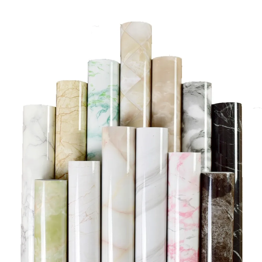 Sticky Paper Decal Marble Self Adhesive Wallpaper Vinyl Film Kitchen Wall Stickers Waterproof Heatproof Cupboard Decoration