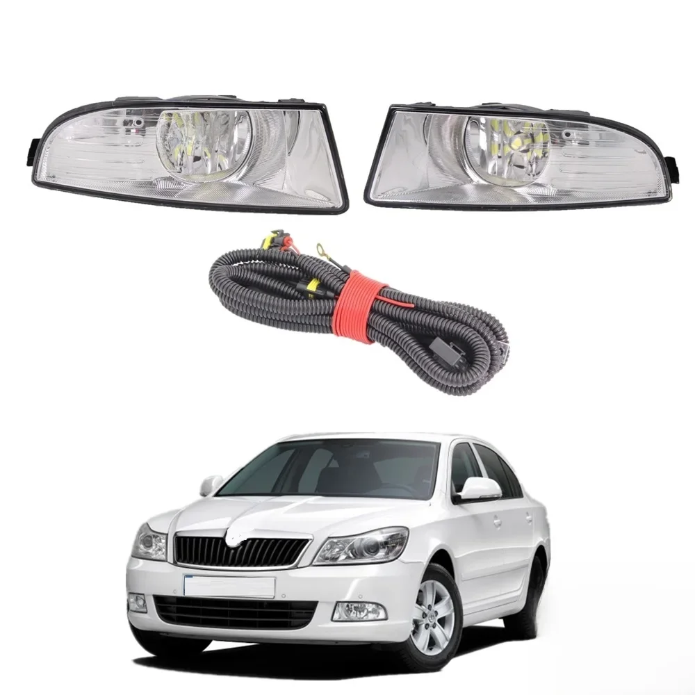 Światła LED do samochodu Skoda Octavia A5 A6 2009 2010 2011 2012 2013 Przednie światła przeciwmgielne LED z żarówkami / przewody akcesoria samochodowe — zdjęcie 2