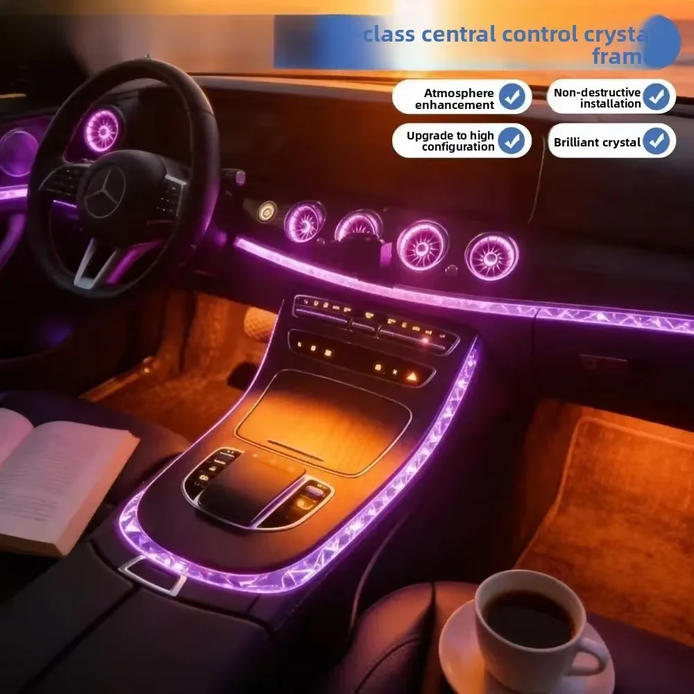 Kristall-Ambientebeleuchtungs-Zierleiste für Mercedes-Benz W213 E-Klasse E200 Coupé E260 E300L Mittelkonsole Atmosphärenlampe Interieur – Detail 4