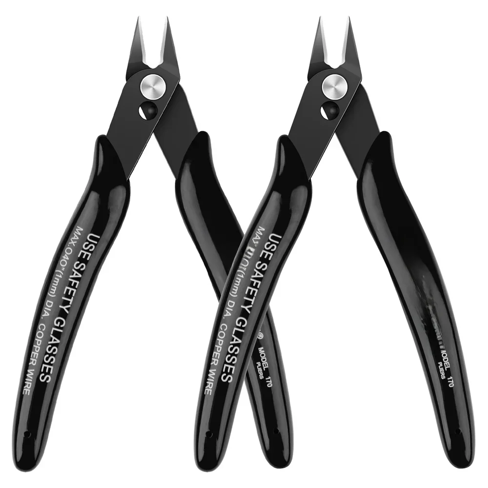 Mini alicate de corte de nariz, 2 peças, fio elétrico, cortador de cabo, metal, alicate nivelado,